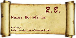Raisz Borbála névjegykártya
